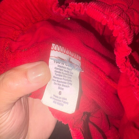 Boys Pull on Thin Red Corduroys Embroidered Brown Dog Collar Size 6 Holiday - Picture 3 of 6